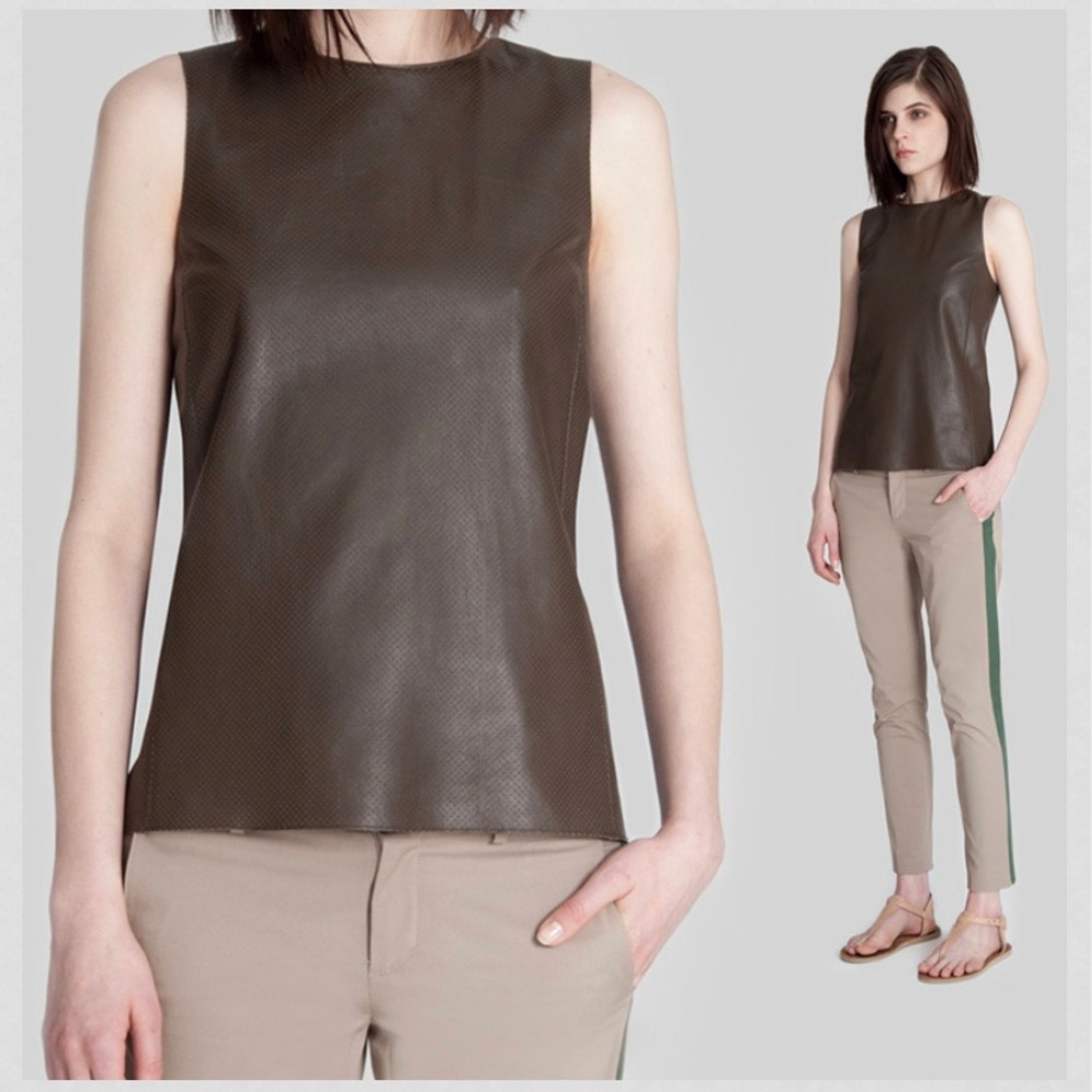 Vince brown Leather perforated top
